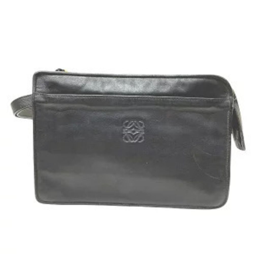 Loewe Black Leather Bag Clutch Shoulder